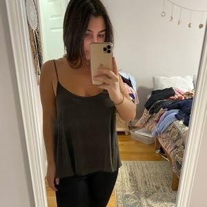 Cute olive green chiffon tank top!